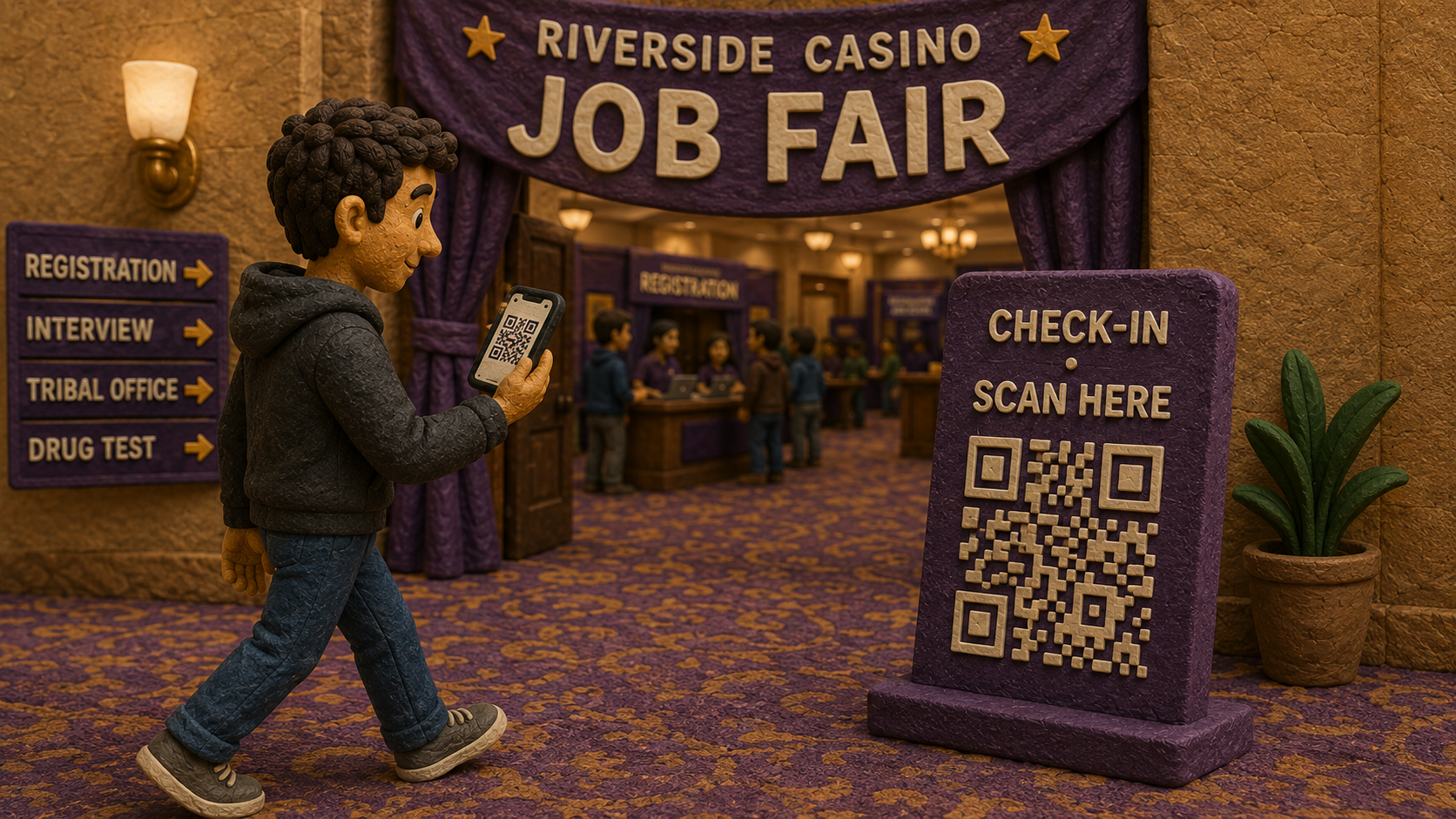 Candidate scans the check-in QR code
